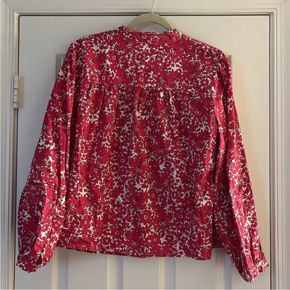 J. Crew Button-front ruffleneck popover in blushing meadow cotton poplin - Picture 5 of 7